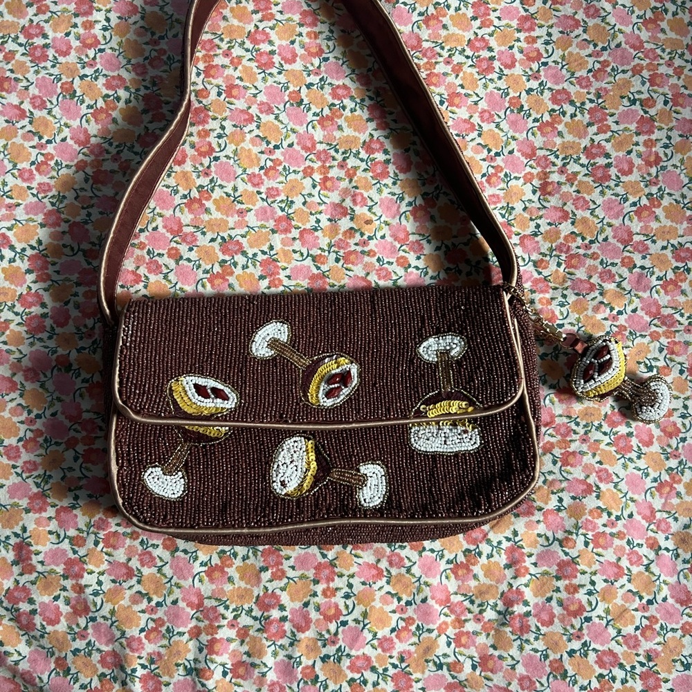 Brown Beaded Espresso Martini Shoulder Bag - Picture 4 of 4